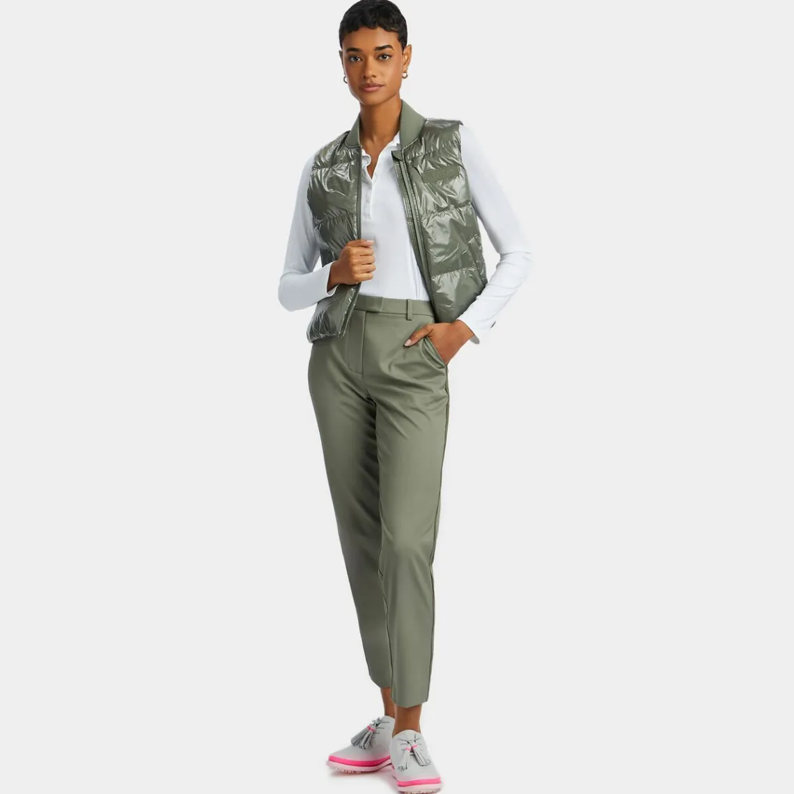 Outerwear-G/FORE Circle G's Coated Nylon Quilted Puffer Vest