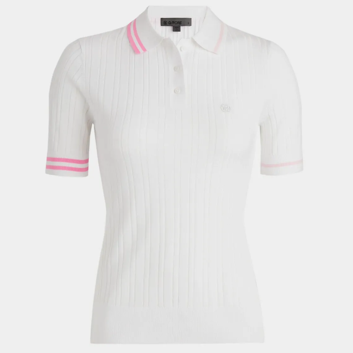 Sweaters-G/FORE Contrast Stripe Cotton Blend Ribbed Knit Polo