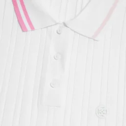 Sweaters-G/FORE Contrast Stripe Cotton Blend Ribbed Knit Polo