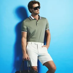 Polos & Shirts-G/FORE Contrast Striped Collar Tech Jersey Banded Sleeve Polo