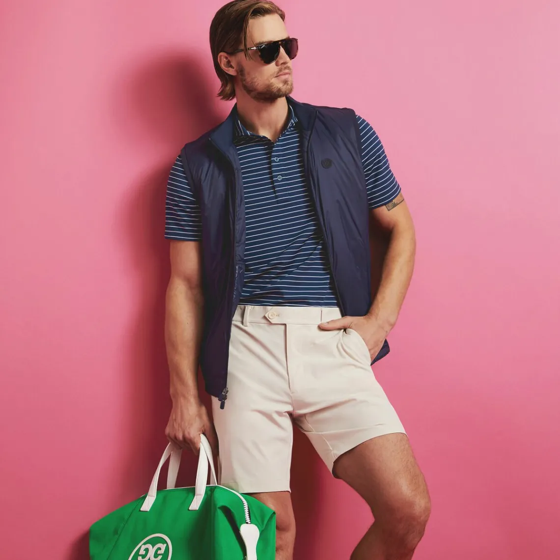 Polos & Shirts-G/FORE Feeder Stripe Tech Jersey Modern Spread Collar Polo