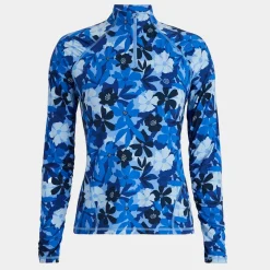 Mid Layers-G/FORE Floral Camo Silky Tech Nylon Ruched Quarter Zip Pullover