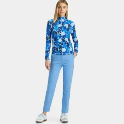 Mid Layers-G/FORE Floral Camo Silky Tech Nylon Ruched Quarter Zip Pullover