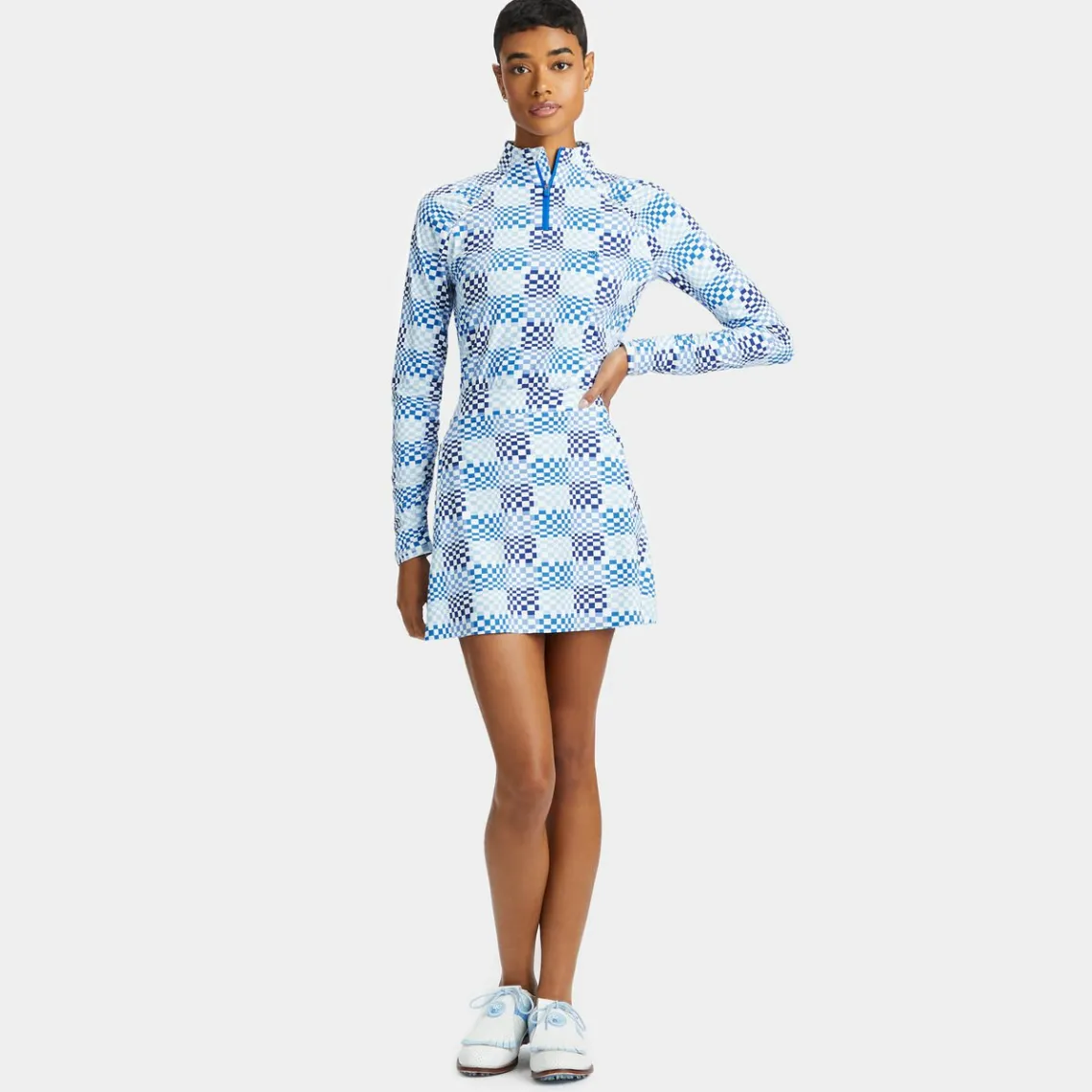 Mid Layers-G/FORE Gradient Check Silky Tech Nylon Quarter Zip Pullover