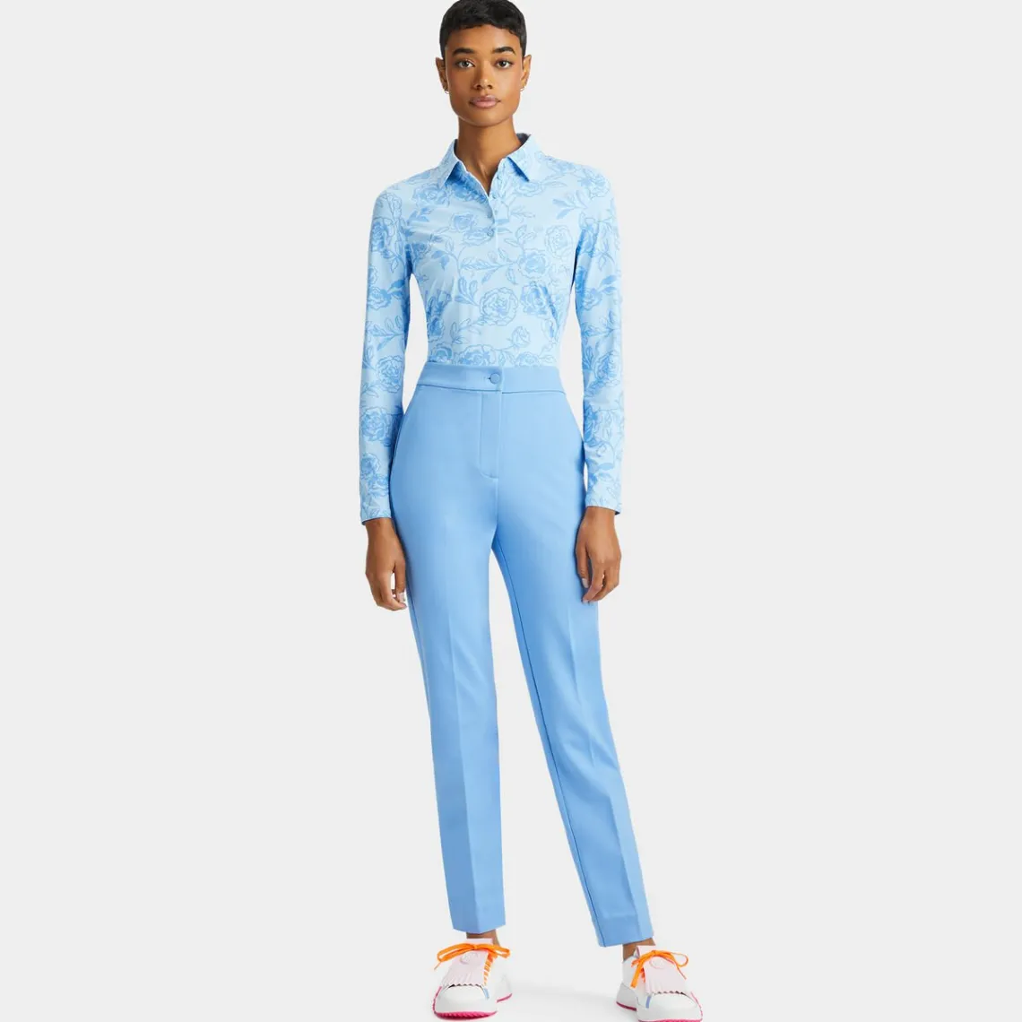 Polos-G/FORE Peony Sketch Silky Tech Nylon Long Sleeve Polo